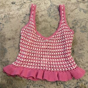 BNWT RSQ crochet peplum cami- pink and white- XS